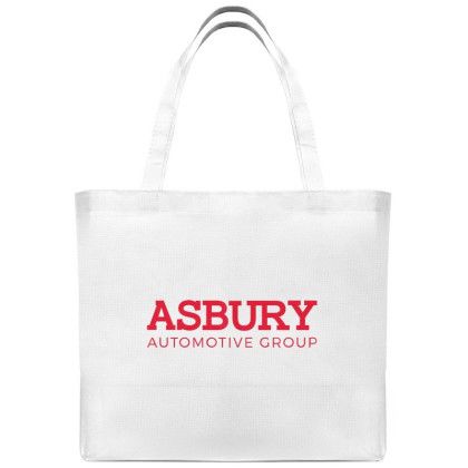 Custom 20"Wx13"H Eco-Friendly 80GSM Non-Woven Tote - White Custom 20"Wx13"H Eco-Friendly 80GSM Non-Woven Tote - White
