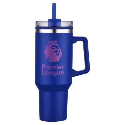 Custom 40 oz PP Lined Double Wall Tumbler With Handle & Straw - Royal Blue