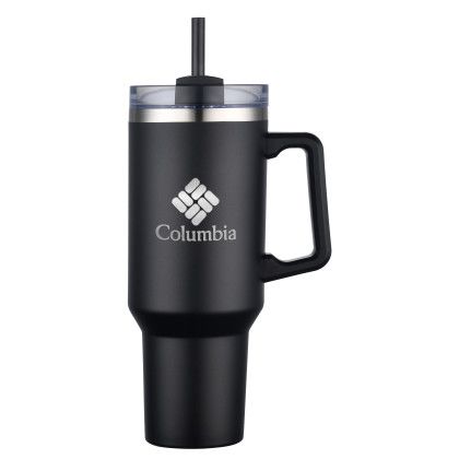 Custom 40 oz. Double Wall Tumbler with Handle and Straw - Black