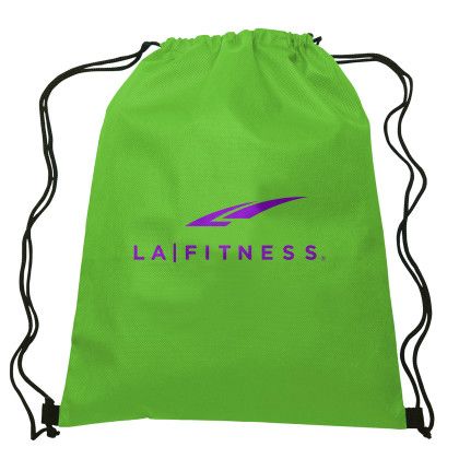 Custom 13"W X 16 1/2"H Drawstring Non-woven Bag - Lime Green