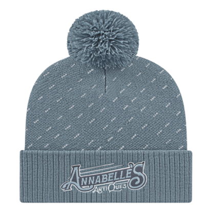 Custom Diagonal Dash Knit Cap with Ribbed Cuff - Slate Blue