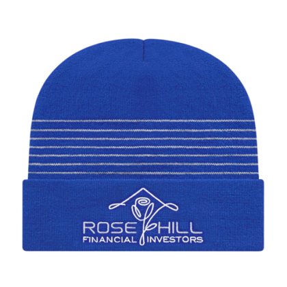 Custom Thin Striped Knit Cap with Cuff - True Royal