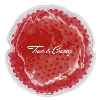 Custom Round Gel Bead Hot/Cold Pack - Red