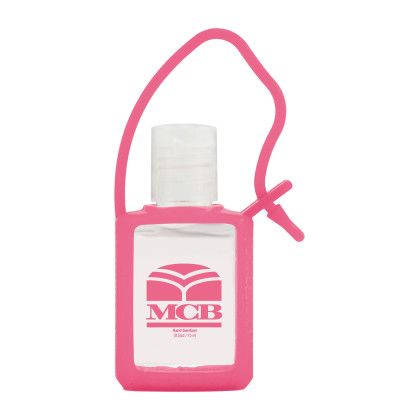Custom Travel Sanitizer With Adjustable Silicone Strap - Pink Custom Travel Sanitizer With Adjustable Silicone Strap - Pink