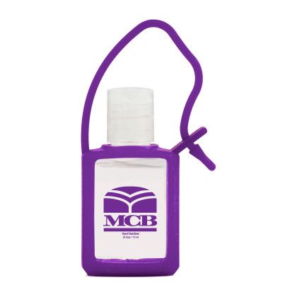 Custom Travel Sanitizer With Adjustable Silicone Strap - Purple