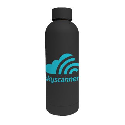 Custom 17 Oz Double Wall Stainless Steel Bottle With a Rubberized Finish - Black