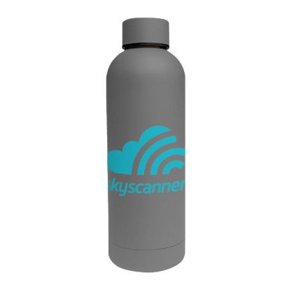 Custom 17 Oz Double Wall Stainless Steel Bottle With a Rubberized Finish - Gray