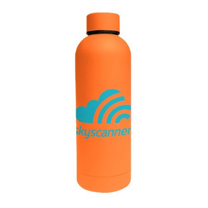 Custom 17 Oz Double Wall Stainless Steel Bottle With a Rubberized Finish - Orange