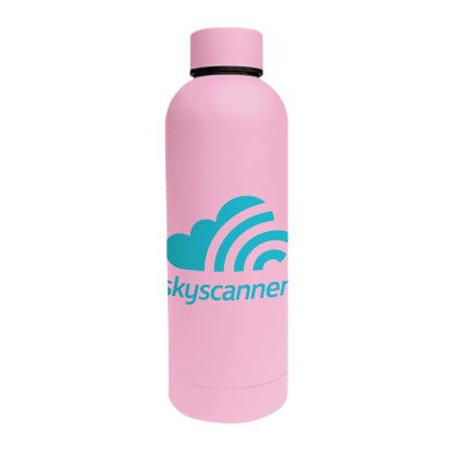 Custom 17 Oz Double Wall Stainless Steel Bottle With a Rubberized Finish - Pink