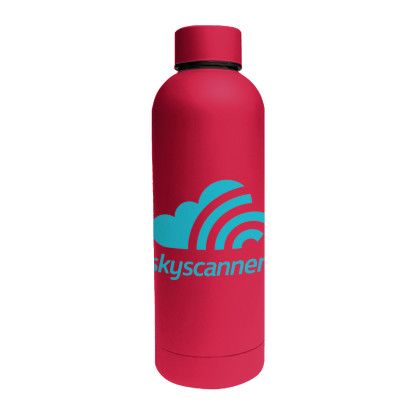 Custom 17 Oz Double Wall Stainless Steel Bottle With a Rubberized Finish - Red