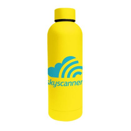 Custom 17 Oz Double Wall Stainless Steel Bottle With a Rubberized Finish - Yellow