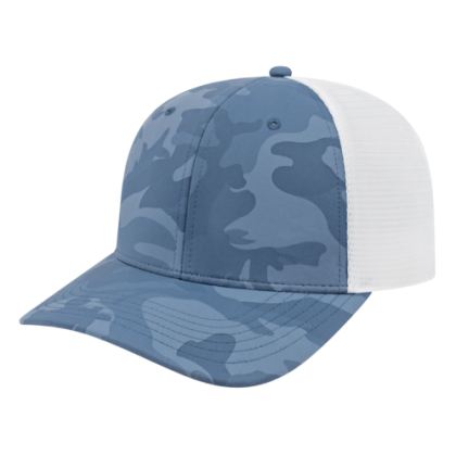 Custom Poly Camo Mesh Back Cap - Light Blue/White