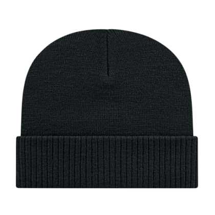 Custom Knit Cap with Ribbed Cuff - Black