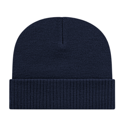 Custom Knit Cap with Ribbed Cuff - Navy