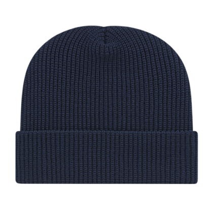 Custom Ribbed Knit Cap with Cuff - True Navy