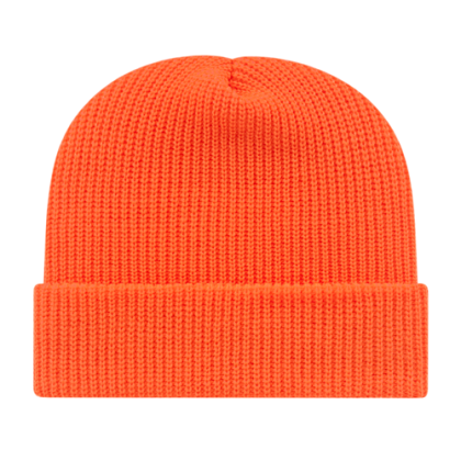 Custom Ribbed Knit Cap with Cuff - Neon Blaze