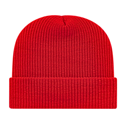 Custom Ribbed Knit Cap with Cuff - True Red