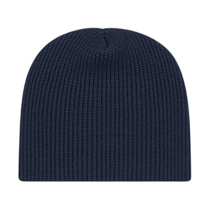 Custom Ribbed Knit Beanie - True Navy