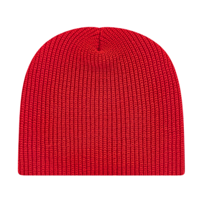 Custom Ribbed Knit Beanie - True Red