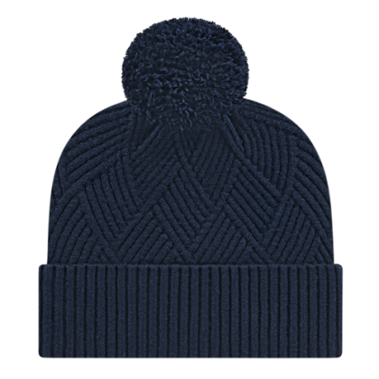 Custom Premium Diagonal Weave Knit Cap with Cuff - Navy