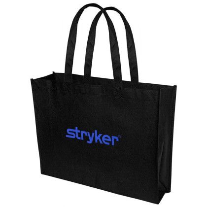 Custom 16"Wx12"H Eco-friendly 80gsm Non-woven Tote - Black