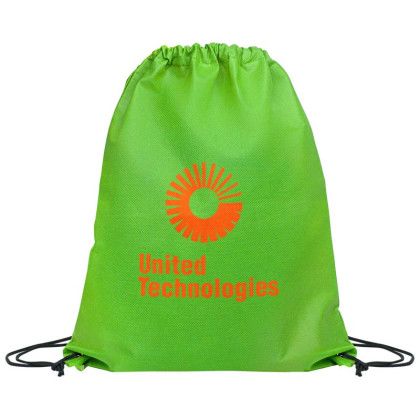 Custom Eco-Friendly 80GSM Non-Woven Drawstring Backpack - Lime Green