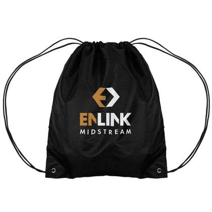 Custom Polyester Drawstring Backpack - Black (Upgrade Fee for Multicolor Imprint)