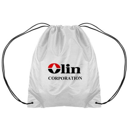 Custom Polyester Drawstring Backpack - White (Upgrade Fee for Multicolor Imprint)