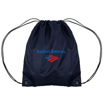 Custom Polyester Drawstring Backpack - Navy Blue (Upgrade Fee for Multicolor Imprint)