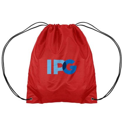 Custom Polyester Drawstring Backpack - Red (Upgrade Fee for Multicolor Imprint)