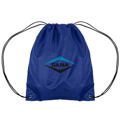 Custom Polyester Drawstring Backpack - Blue (Upgrade Fee for Multicolor Imprint)