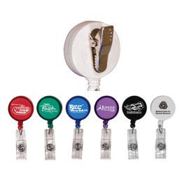 Custom Round Retractable Badge Holder W/ Alligator Clip - All Colors