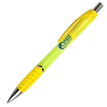 Custom Nite Glow Grip Pen - Neon Yellow