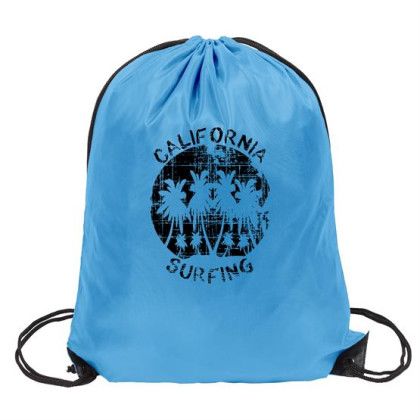 Custom 210D Drawstring Backpack - Light Blue