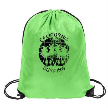 Custom 210D Drawstring Backpack - Lime Green