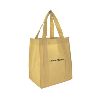 Custom Shopping Tote 13"W x 15"H with a 10" Gusset - Tan