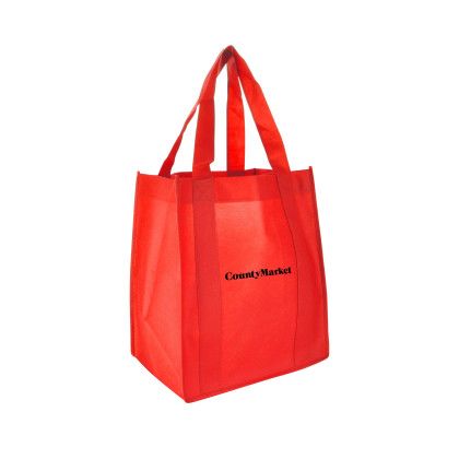 Custom Shopping Tote 13"W x 15"H with a 10" Gusset - Red