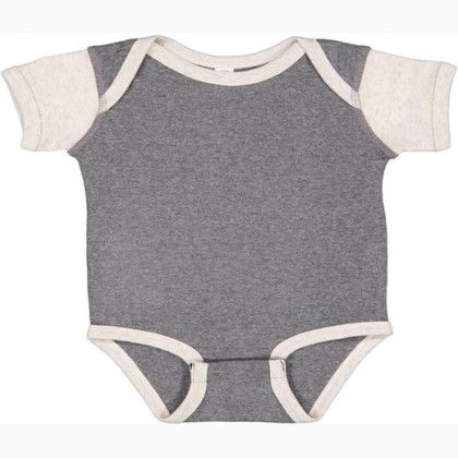 Custom Rabbit Skins Infant Baby Rib Bodysuit - Granite Heather/Natural Heather