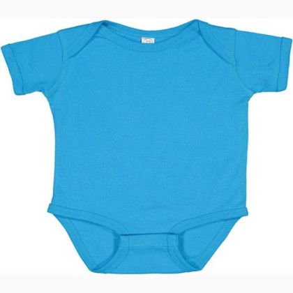 Custom Rabbit Skins Infant Baby Rib Bodysuit - Aqua