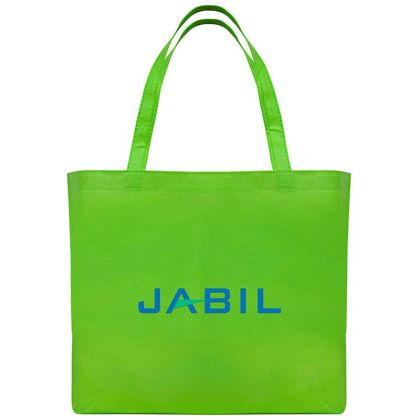 Custom 20"Wx13"H Eco-Friendly 80GSM Non-Woven Tote - Lime Green