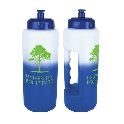 Custom Mood 32 oz. Grip Bottle with Push 'n Pull Cap - Frosted to Blue