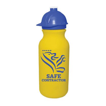 Custom 20 oz. Value Cycle Bottle w/ Safety Helmet Push 'n Pull Cap - Yellow