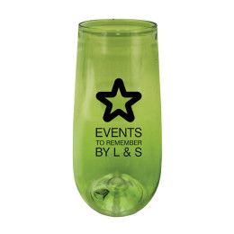 Custom 10 oz. Plastic Stemless Champagne Flute - Green