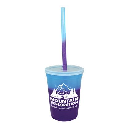 Custom Mood 12 oz. Stadium Cup/Straw/Lid Set - Blue to Purple