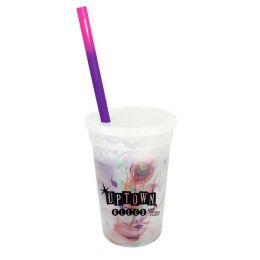 Custom Mood 17 oz. Rainbow Confetti Cup/Straw/Lid Set - Pink to Purple