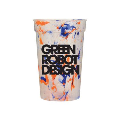 Custom 17 oz. Confetti Stadium Cup - Orange/Blue