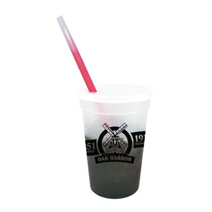 Custom Mood 17 oz. Stadium Cup/Straw/Lid Set - Frosted to Smoke