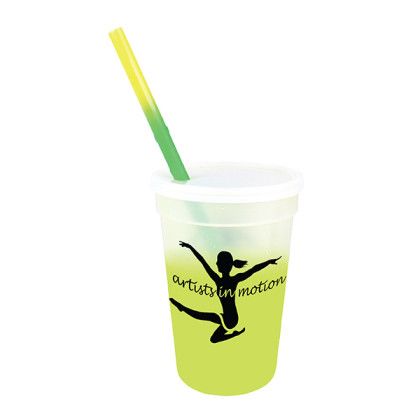 Custom Mood 17 oz. Stadium Cup/Straw/Lid Set - Frosted to Yellow