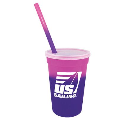 Custom Mood 17 oz. Stadium Cup/Straw/Lid Set - Pink to Purple