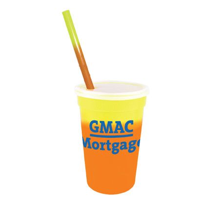 Custom Mood 17 oz. Stadium Cup/Straw/Lid Set - Yellow to Orange